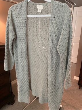 Nicole Miller Knit Open-Front Cardigan — Sage